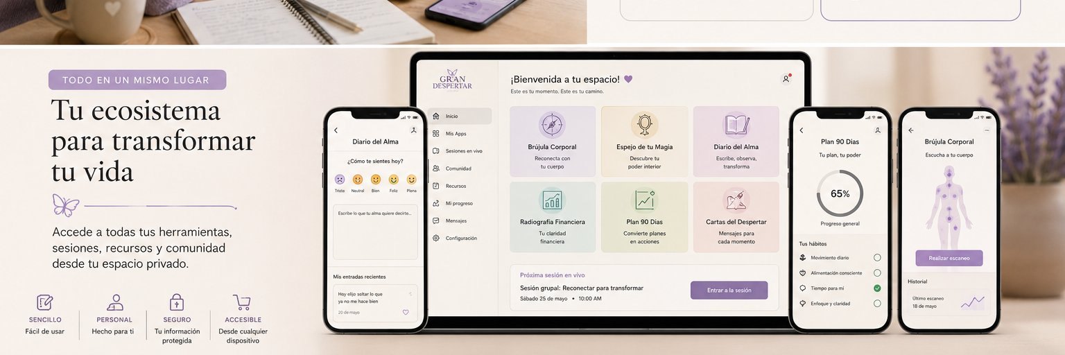El ecosistema Gran Despertar en computadora, tablet y móvil